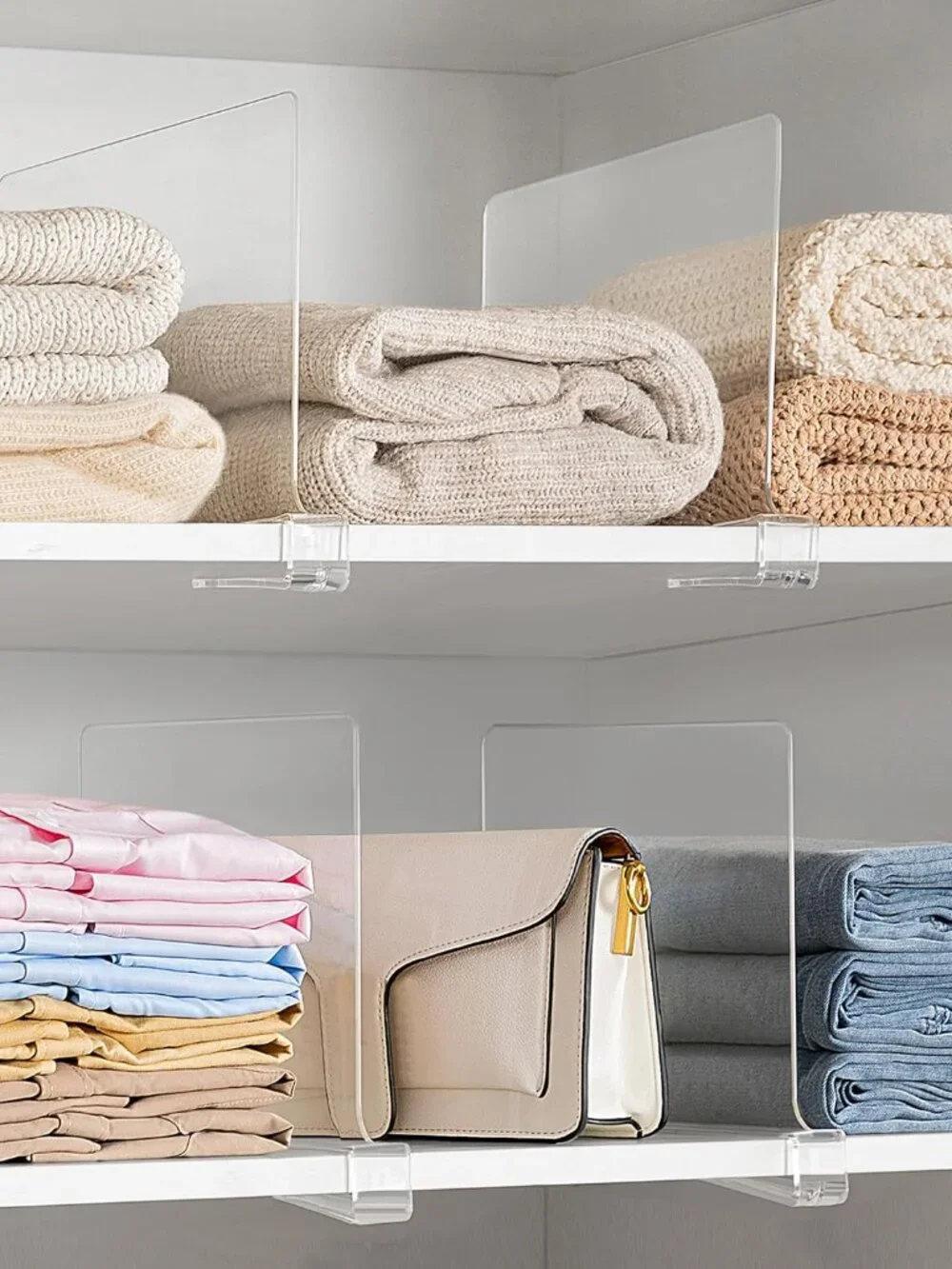 Multi-Functional Clear Acrylic Shelf Dividers - Perfect for Bedroom and Kitchen